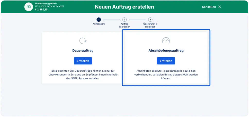 Neuer Abschöpfungsauftrag