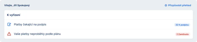 Sekce K vyřízení na přehledu