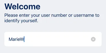 Enter user number or user name