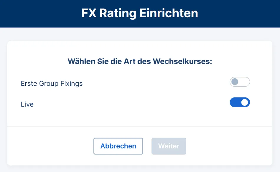 Ein FX Rating einrichten