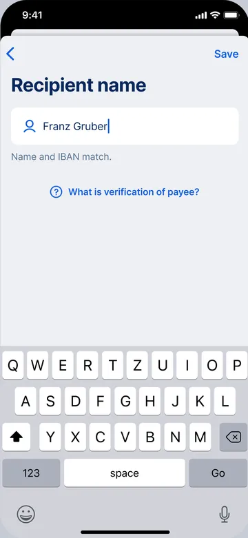 Verification of payee - match