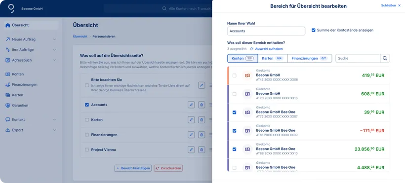 Konten für die Übersicht