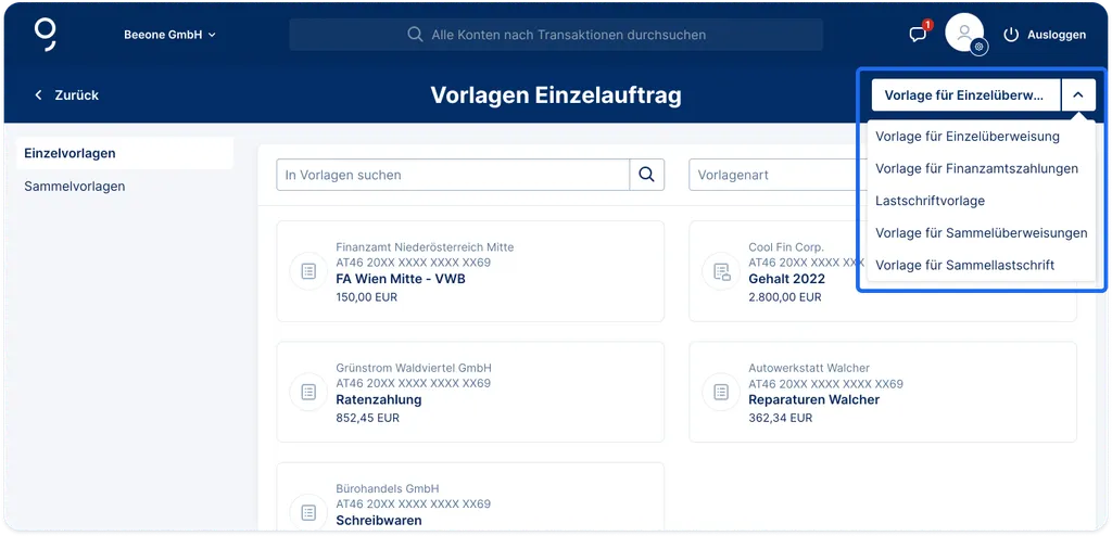 Vorlage über das Adressbuch erstellen