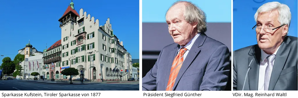 Fotocollage, Sparkasse Kufstein Filiale, Präsident Siegfried Günther, VDr. Mag. Reinhard Waltl