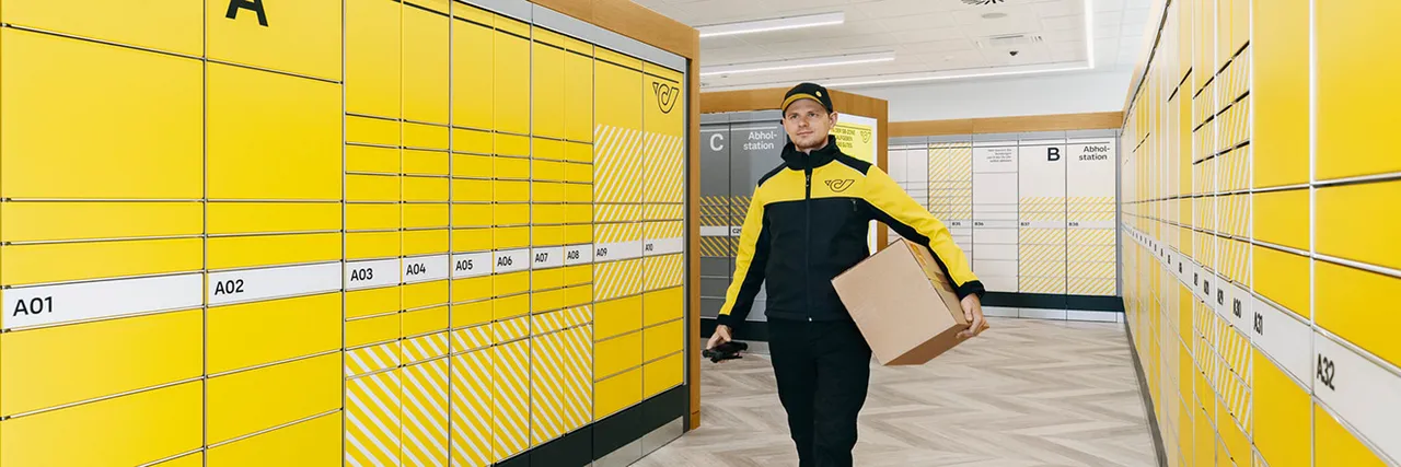 Post-Mitarbeiter in einer Abholstation