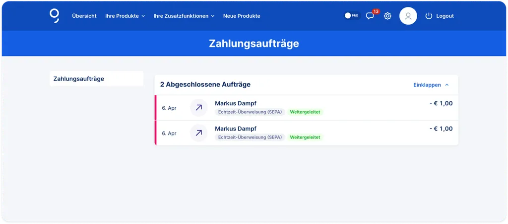 Durchgeführte Aufträge