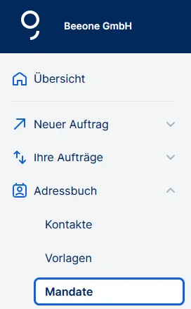 Mandate im Adressbuch