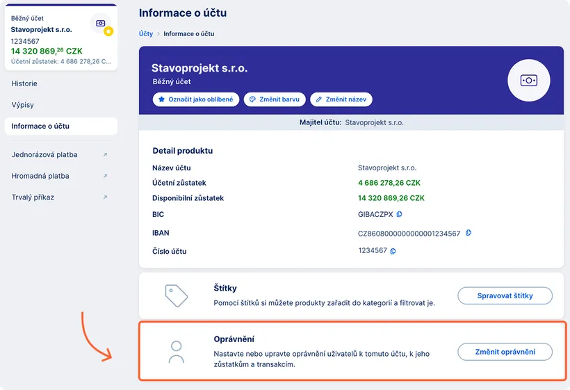 Nastavení oprávnění