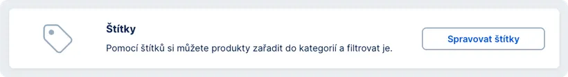 Sekce s přidáváním a úpravou štítků