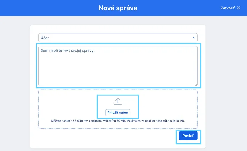 zaslanie správy web