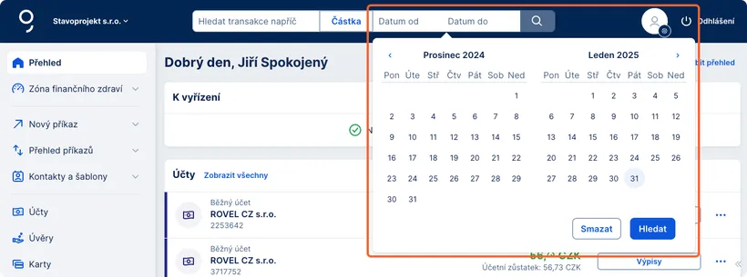Filtrování podle data