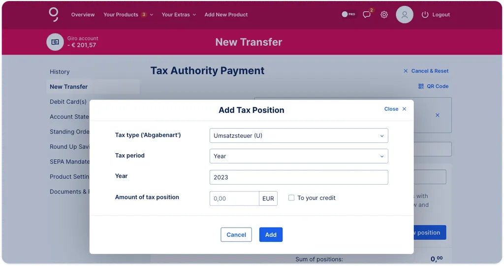 Add Tax Position