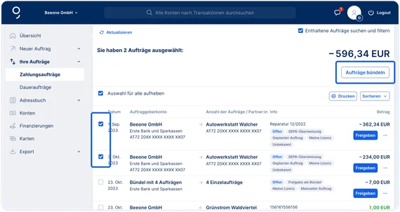 Aufträge bündeln