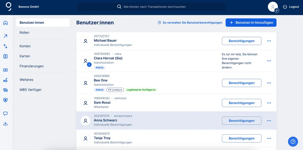 Übersicht des Adminbereichs