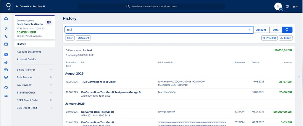Prind and export of search results