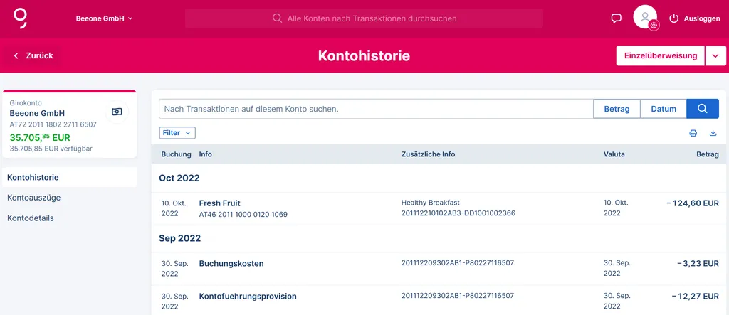 Von der Übersicht zur Kontohistorie