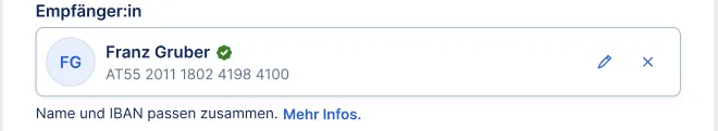 Verification of Payee / Empfängerüberprüfung - Name und IBAN stimmen überein