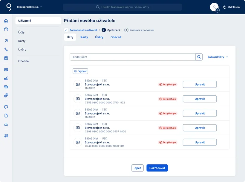 Nastavení oprávnění
