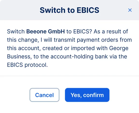 Switch from MBS to EBICS: Confirmation