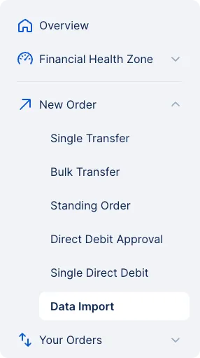 Import of payments in menu