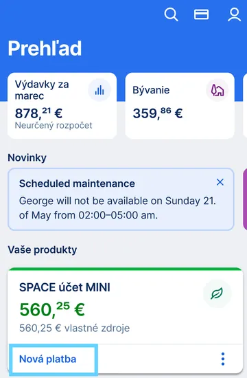 nová platba app
