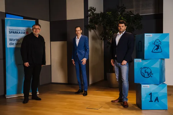 V.l.: Mag. Eberhard Schrempf, Geschäftsführer der Creative Industrie Styria, Dr. Oliver Kröpfl, Vorstandsmitglied Steiermärkische Sparkasse und Uwe Mayer, Geschäftsführer mayermayer