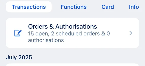 Orders and authorizations app