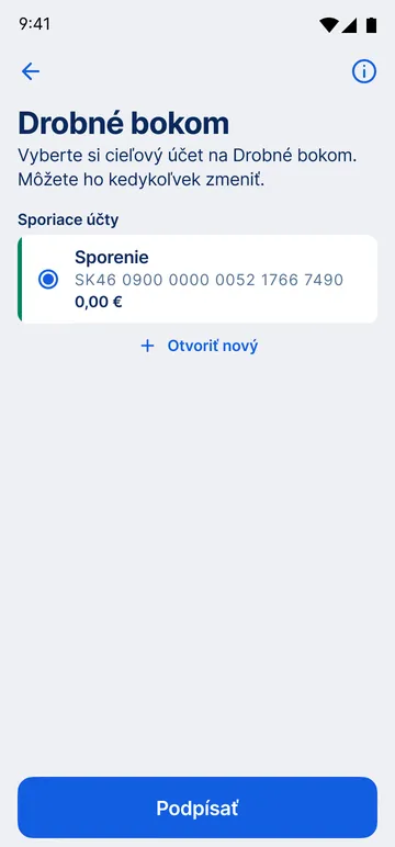 Výber účtu sporenia pri Drobné bokom