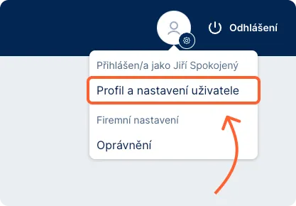 Vstupní bod do profilu a nastavení
