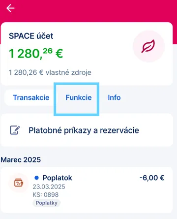 funkcie v applikácii