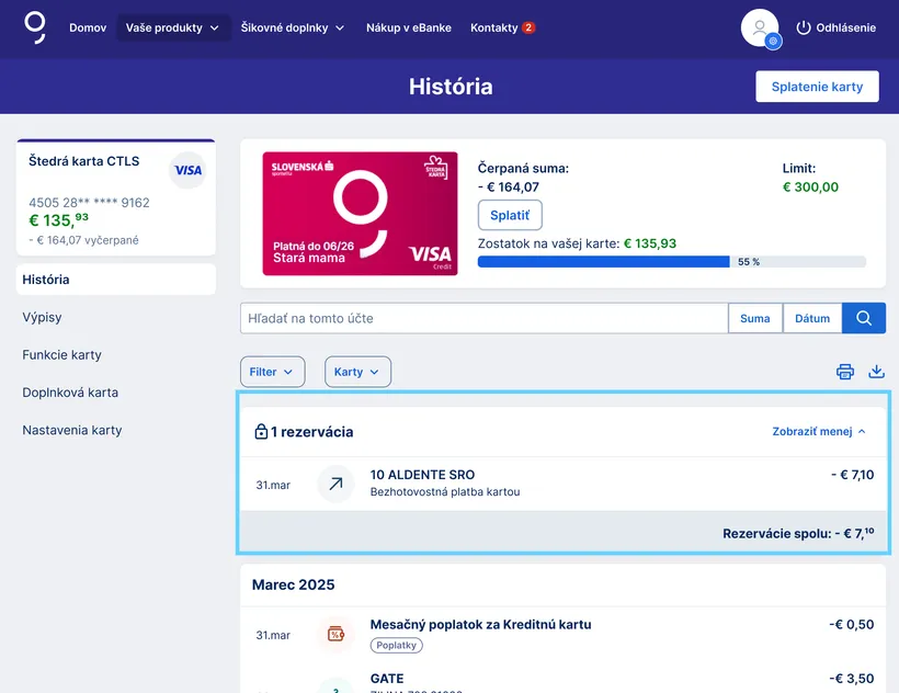 prehľad rezervacii web