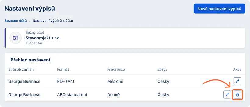 Zrušení výpisové řady