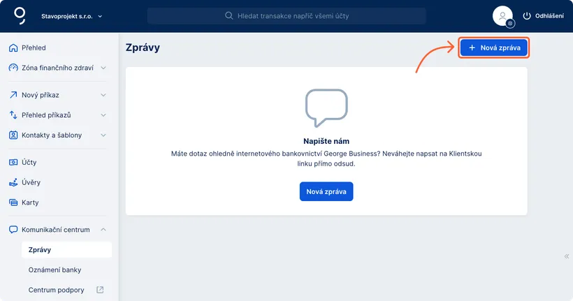 Možnost napsat novou zprávu