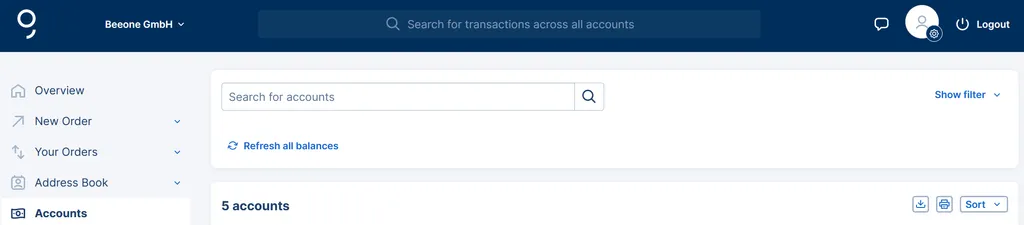 Your Accounts in the Overview