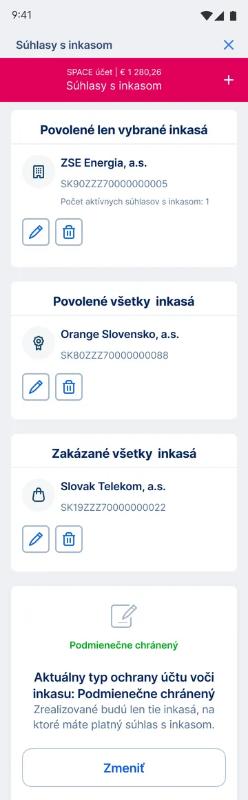 ochrana účtu voči inkasu