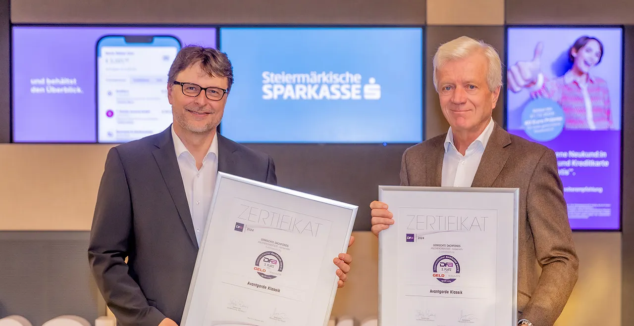 V.l.: Wolfgang Fusek, Leiter Fondsmanagement Steiermärkische Sparkasse, Gerhard Fabisch, Vorstandsvorsitzender Steiermärkische Sparkasse