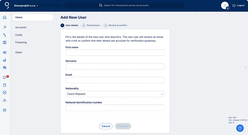 New user basic information