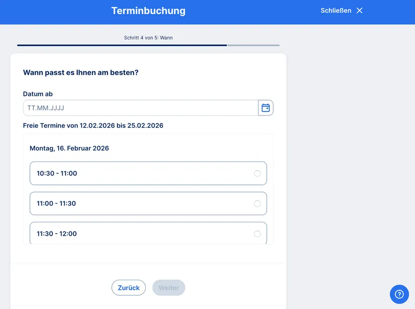 Web - appointment date and time