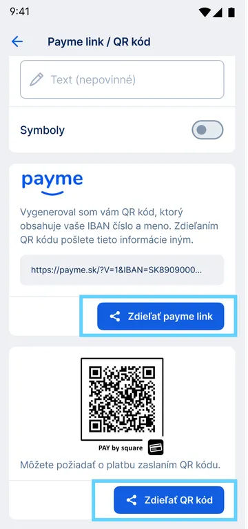 zdielanie payme linku