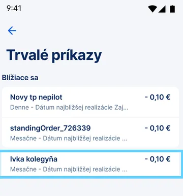 Výber trvalého príkazu