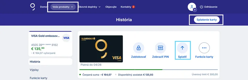 splatenie kreditnej karty web