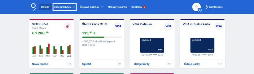 Výber karty v prehľade