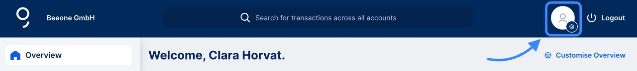 User Profile in George Business header