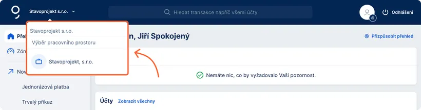 Výběr pracovního prostoru