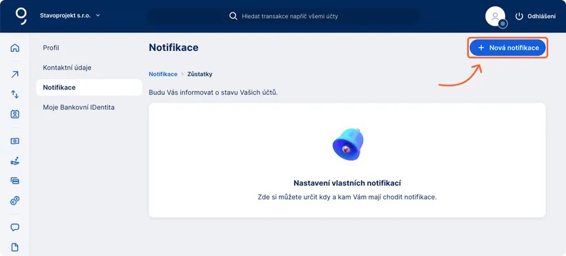 Vytvoření nové notifikace