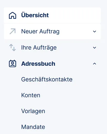 Adressbuch mit Geschäftskontakten