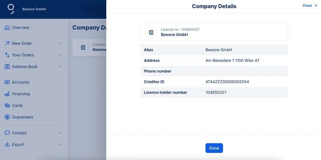 Company data from user profile