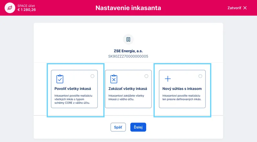zakázanie inkasanta