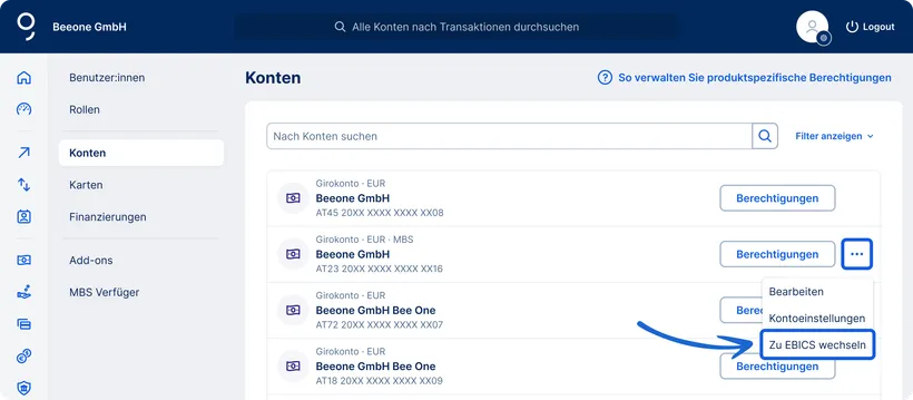 Wechsel von MBS zu EBICS: Umstellen
