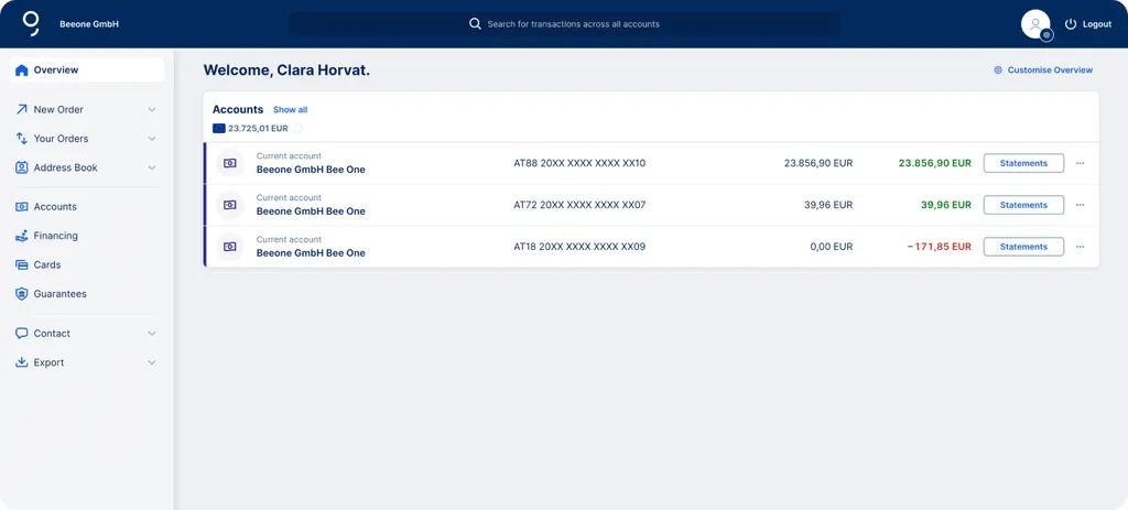 Your Accounts in the Overview